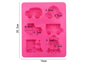 Molde silicona 6 transportes animados 